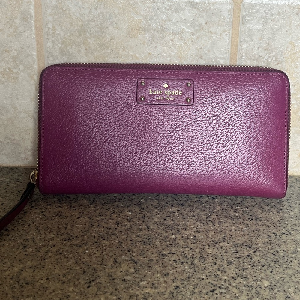 Kate Spade ♠️ Zip Around Wallet in Maroon